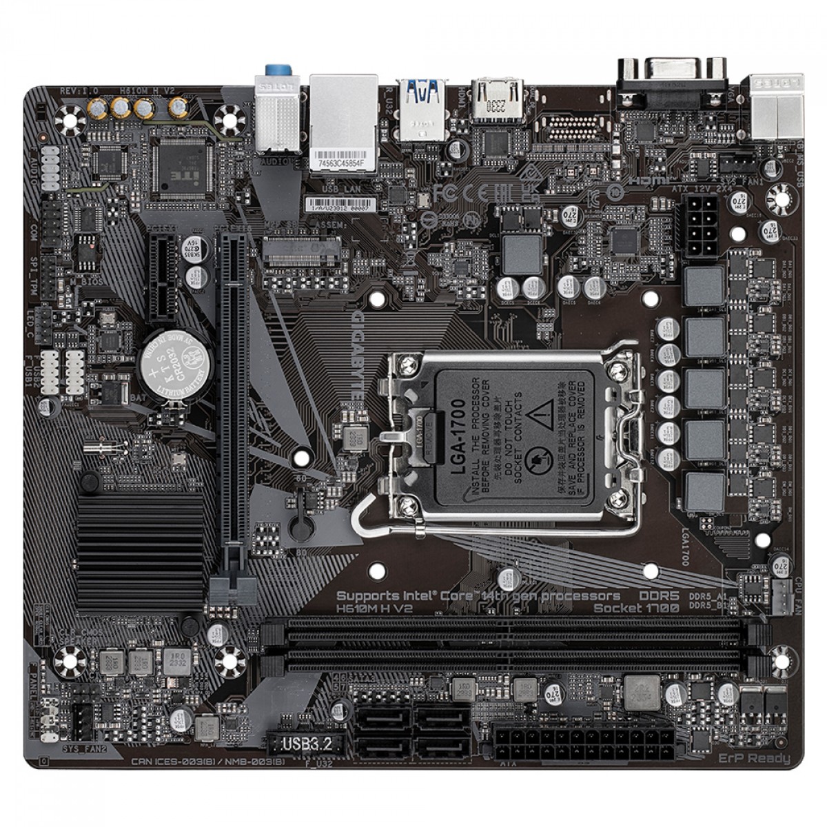 Placa Mãe Gigabyte H610M H V2, Chipset H610, Intel LGA 1700, mATX, DDR5