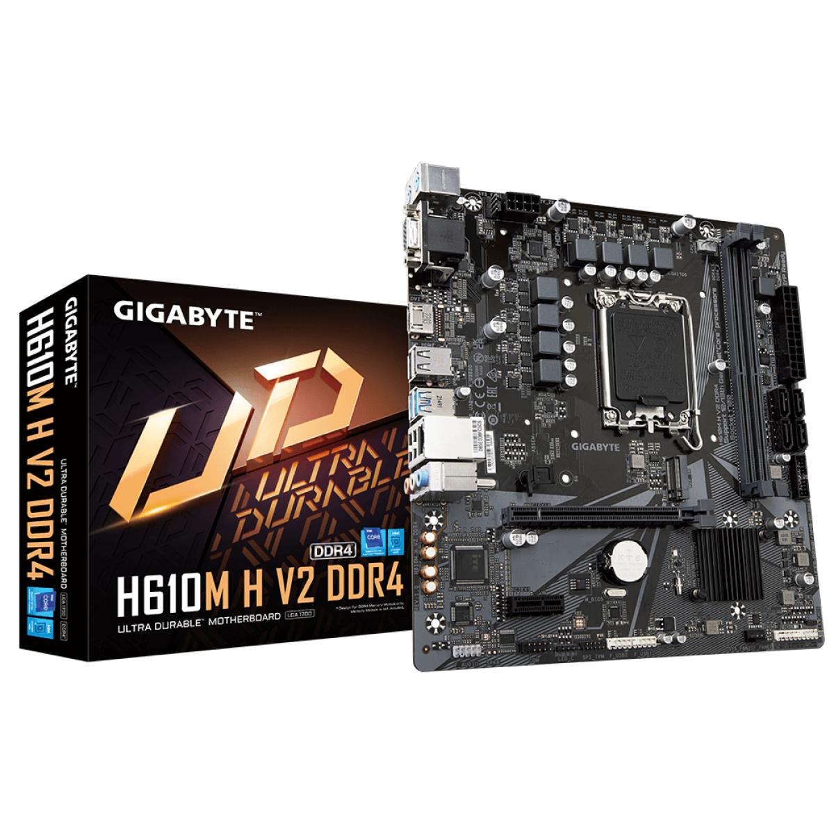 Placa Mãe Gigabyte H610M H V2 DDR4, Chipset H610, Intel LGA 1700, mATX, DDR4