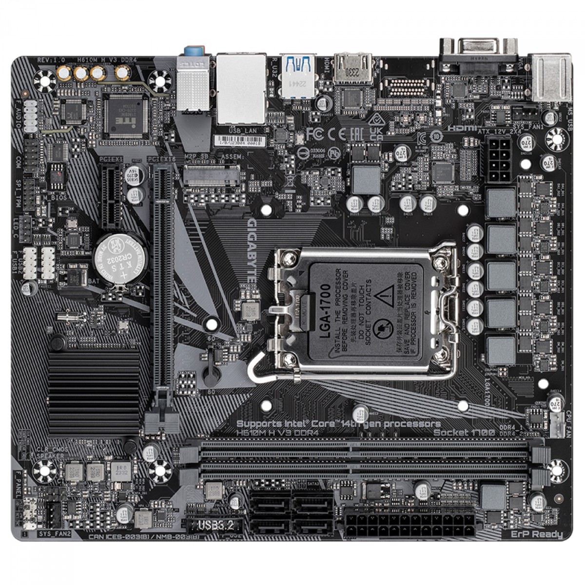 Placa Mãe Gigabyte H610M H V3, Chipset H610, Intel LGA 1700, mATX, DDR4