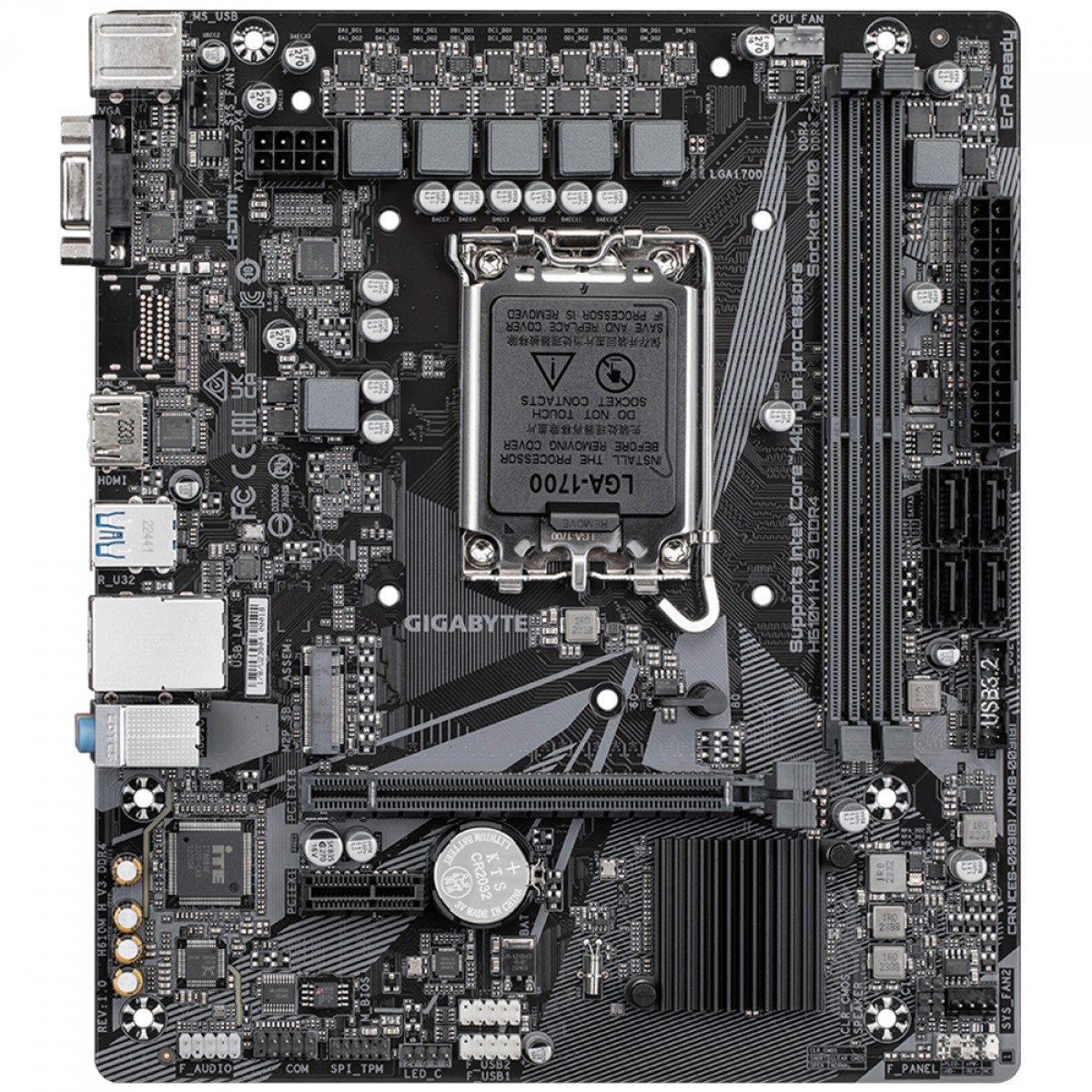 Placa Mãe Gigabyte H610M H V3, Chipset H610, Intel LGA 1700, mATX, DDR4