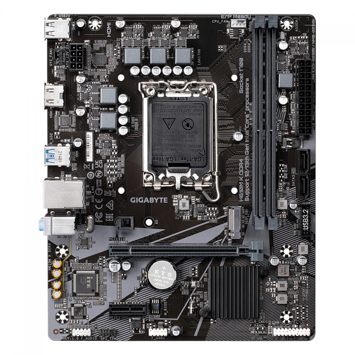 Placa Mãe Gigabyte H610M K DDR4, Chipset H610, Intel LGA 1700, mATX, DDR4