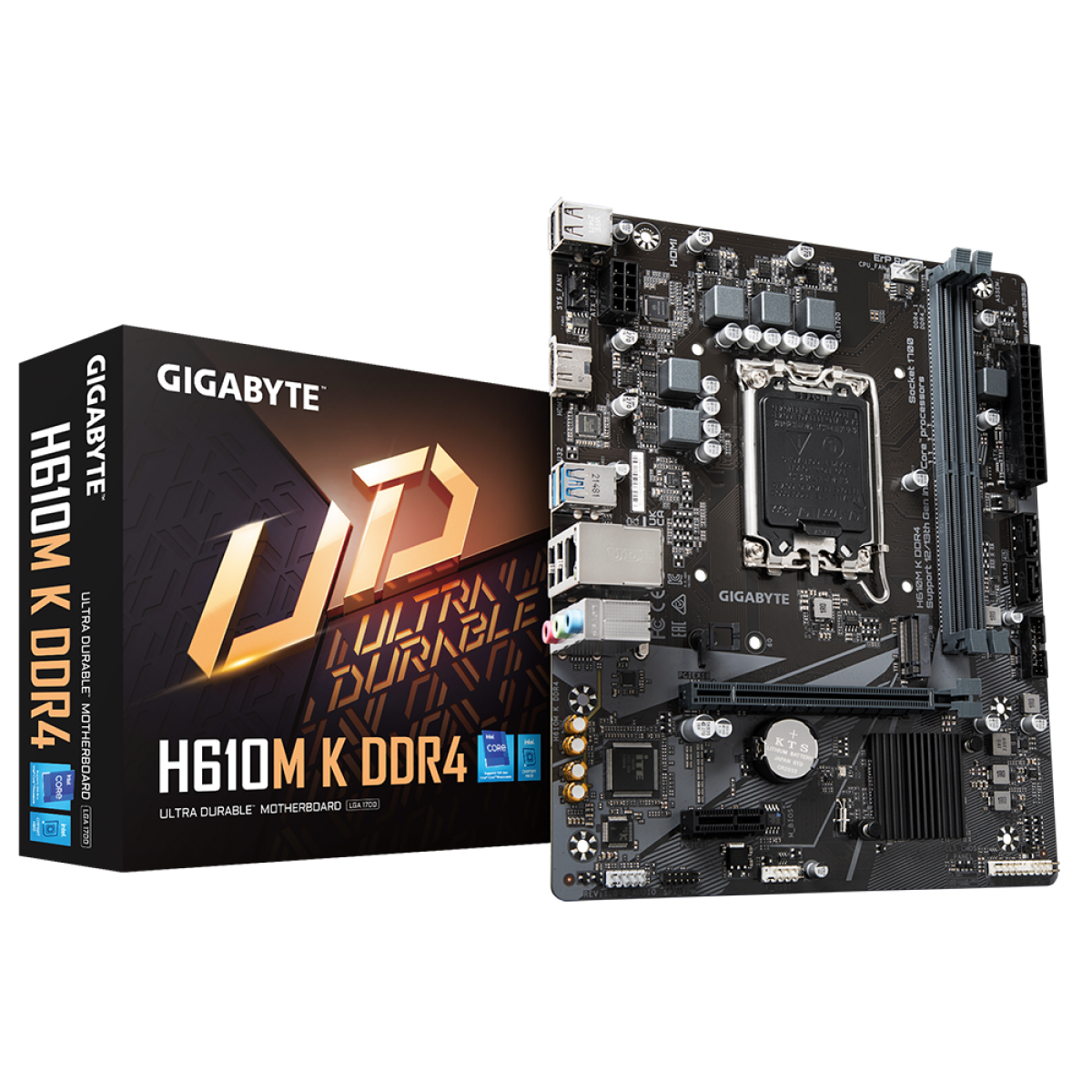 Placa Mãe Gigabyte H610M K DDR4, Chipset H610, Intel LGA 1700, mATX, DDR4