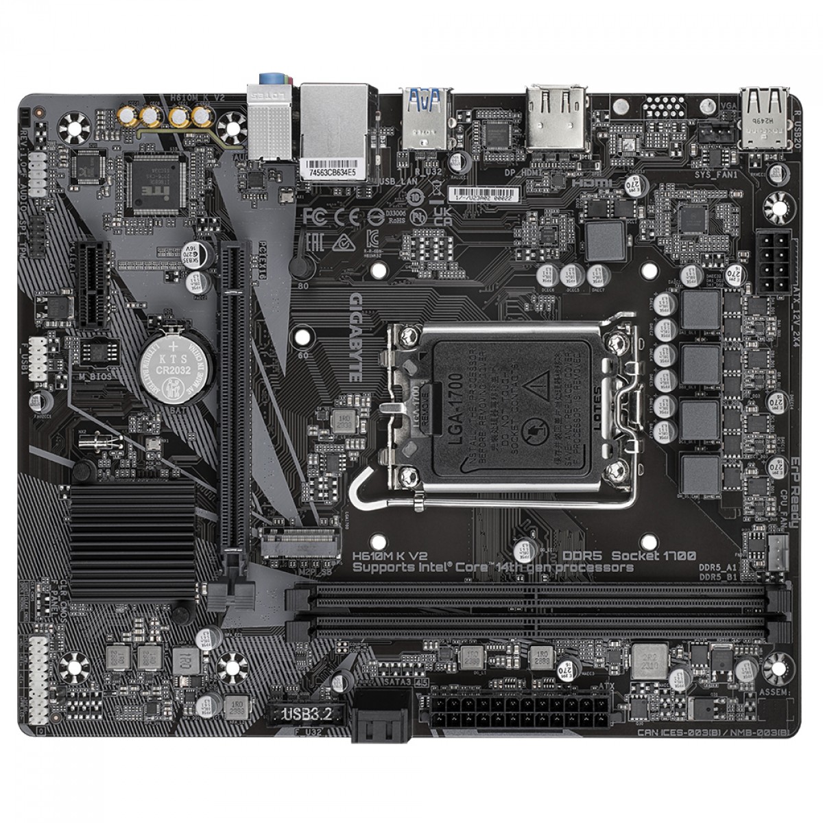 Placa Mãe Gigabyte H610M K V2, Chipset H610, Intel LGA 1700, M-ATX, DDR5