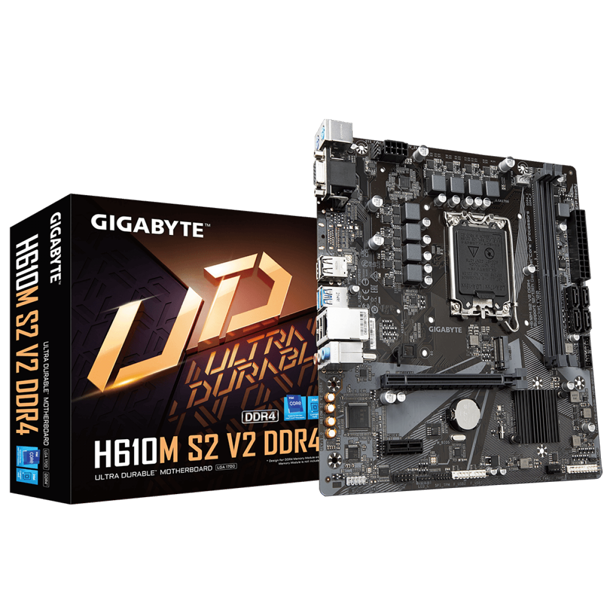 Placa Mãe Gigabyte H610M S2 V2 DDR4, Chipset H610, Intel LGA 1700, mATX, DDR4