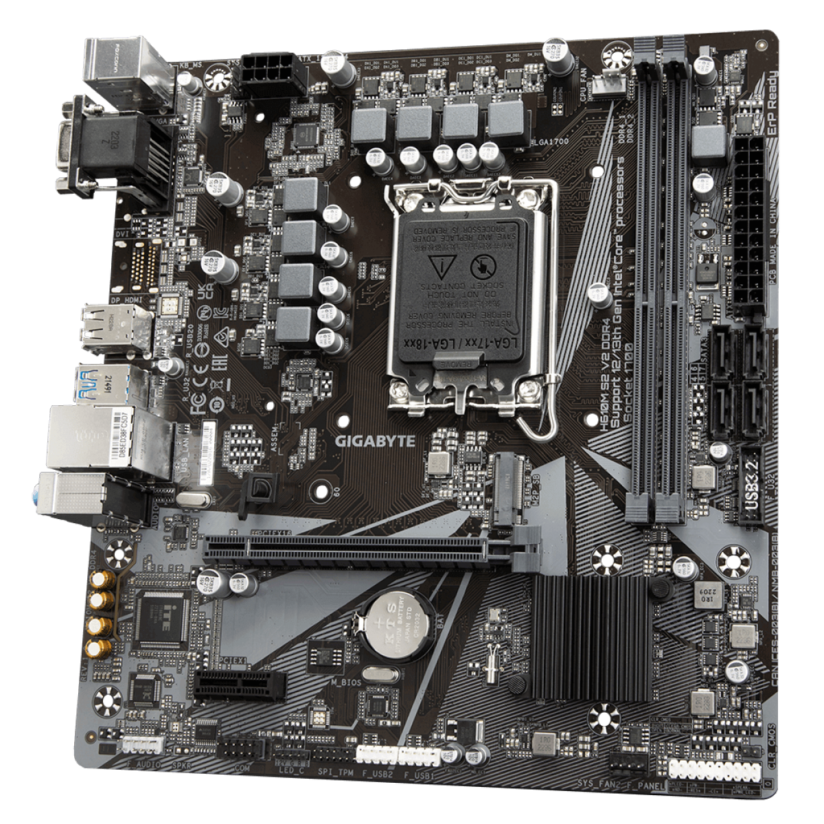 Placa Mãe Gigabyte H610M S2 V2 DDR4, Chipset H610, Intel LGA 1700, mATX, DDR4