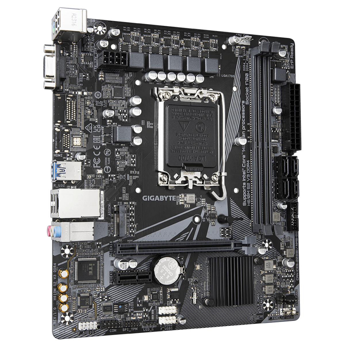 Placa Mãe Gigabyte H610M S2 V3 DDR4, Chipset H610, Intel LGA 1700, mATX, DDR4
