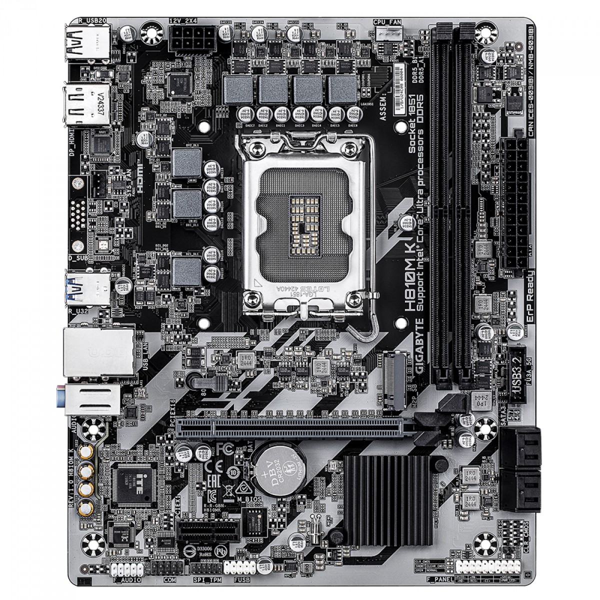 Placa Mãe Gigabyte H810M K, Chipset H810, Intel LGA 1851, mATX, DDR5