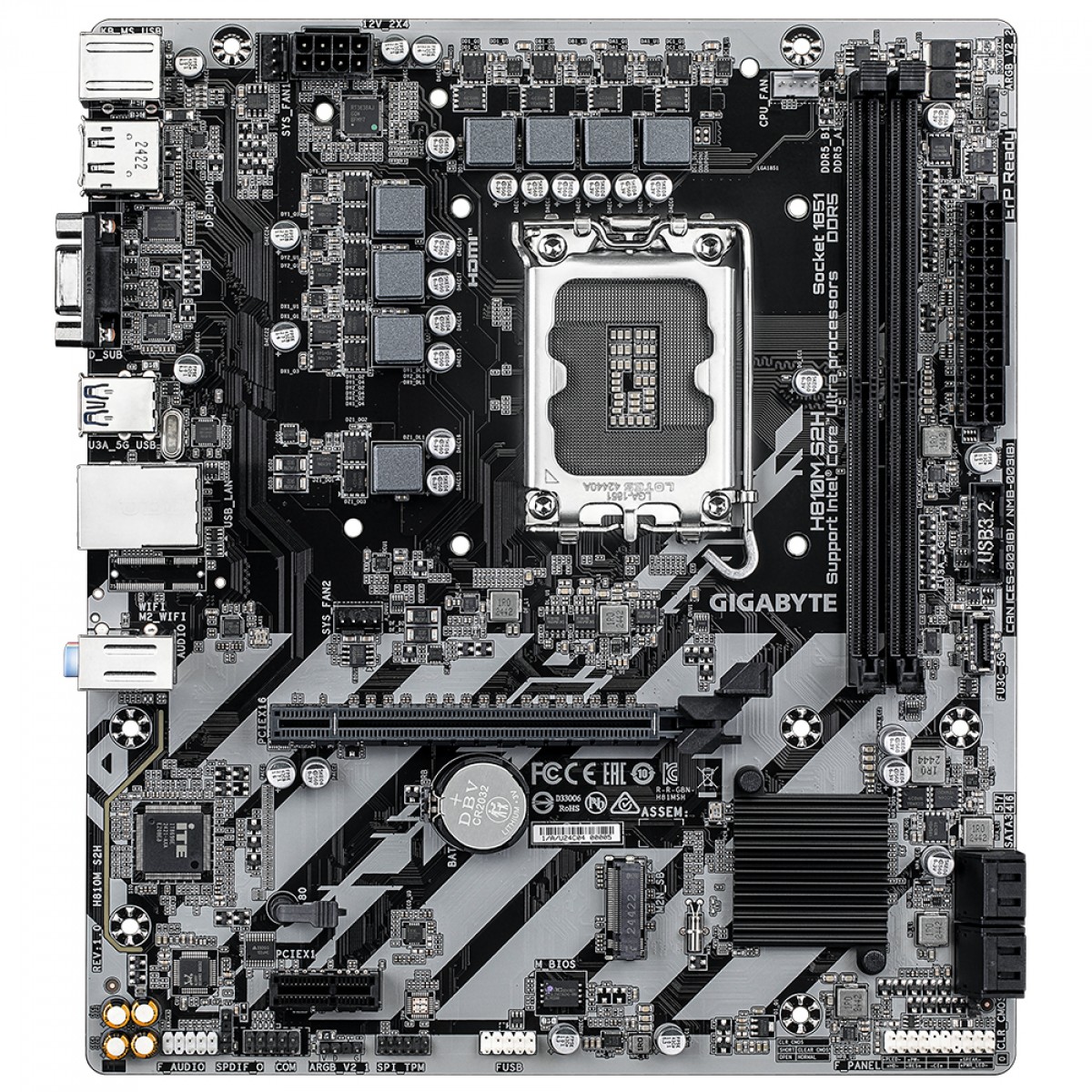 Placa Mãe Gigabyte H810M S2H, Chipset H810, Intel LGA 1851, mATX, DDR5