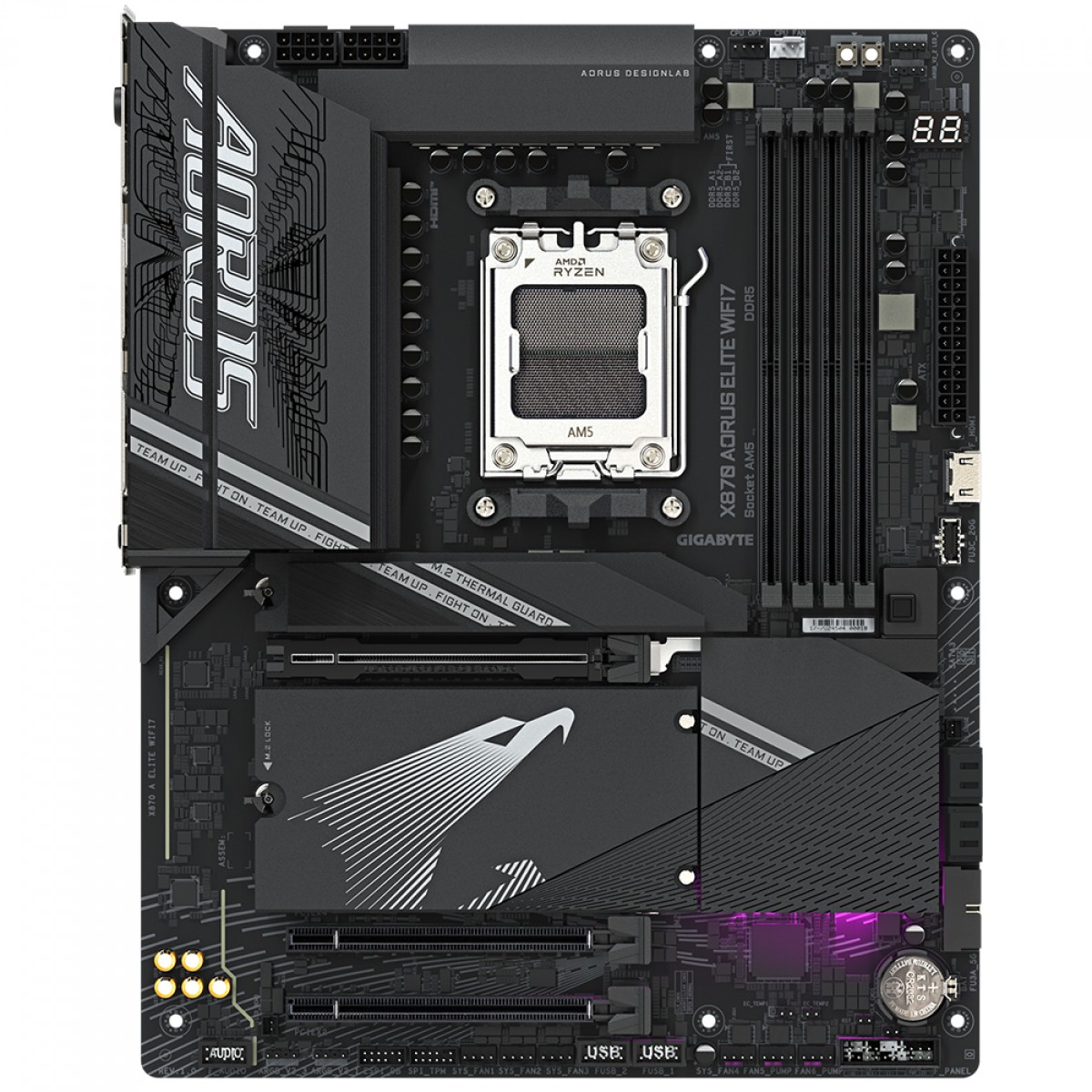 Placa Mãe Gigabyte X870 AORUS Elite WiFi7, Chipset X870, AMD AM5, ATX, DDR5