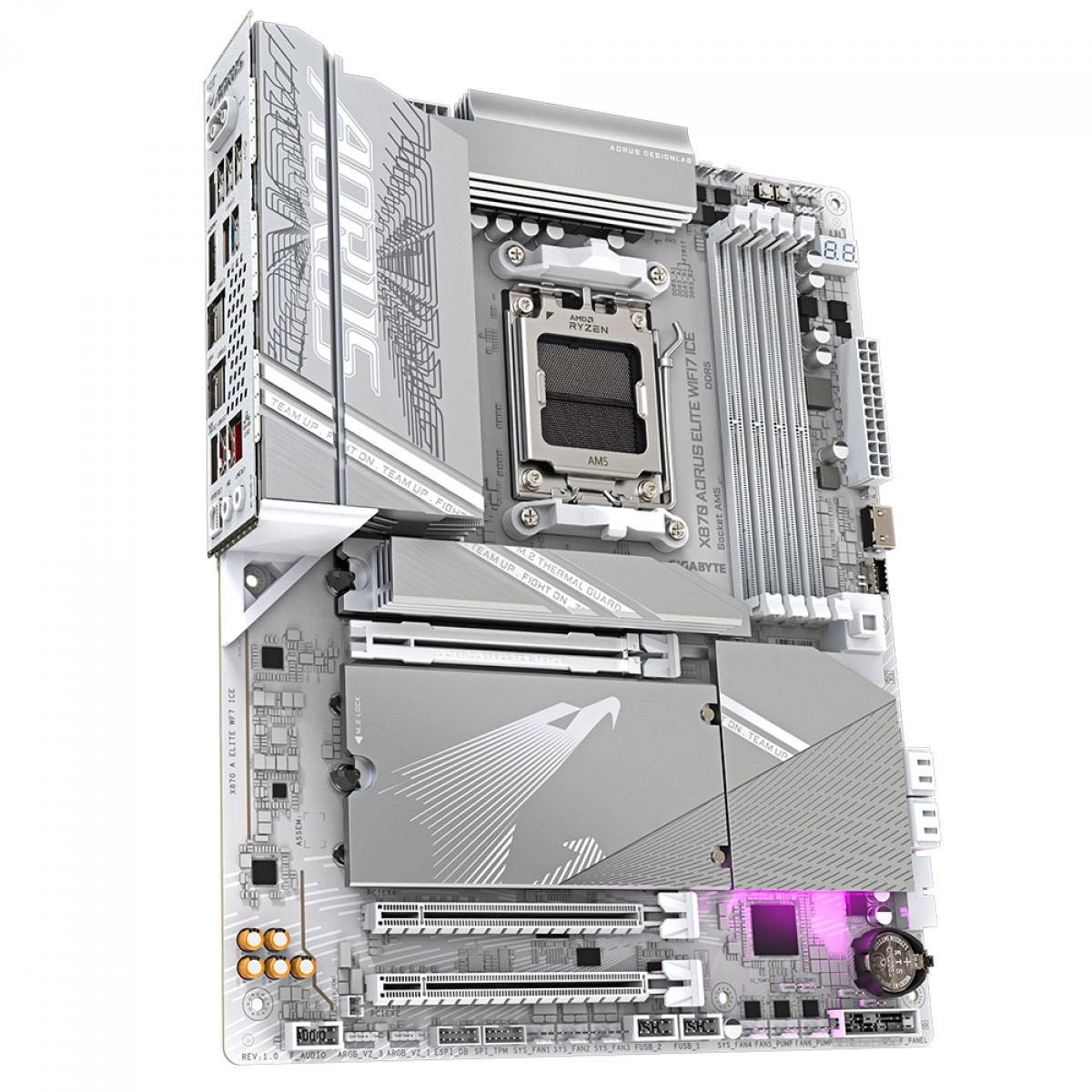Placa Mãe Gigabyte X870 AORUS Elite WiFi7 ICE, Chipset X870, AMD AM5, ATX, DDR5, Branco