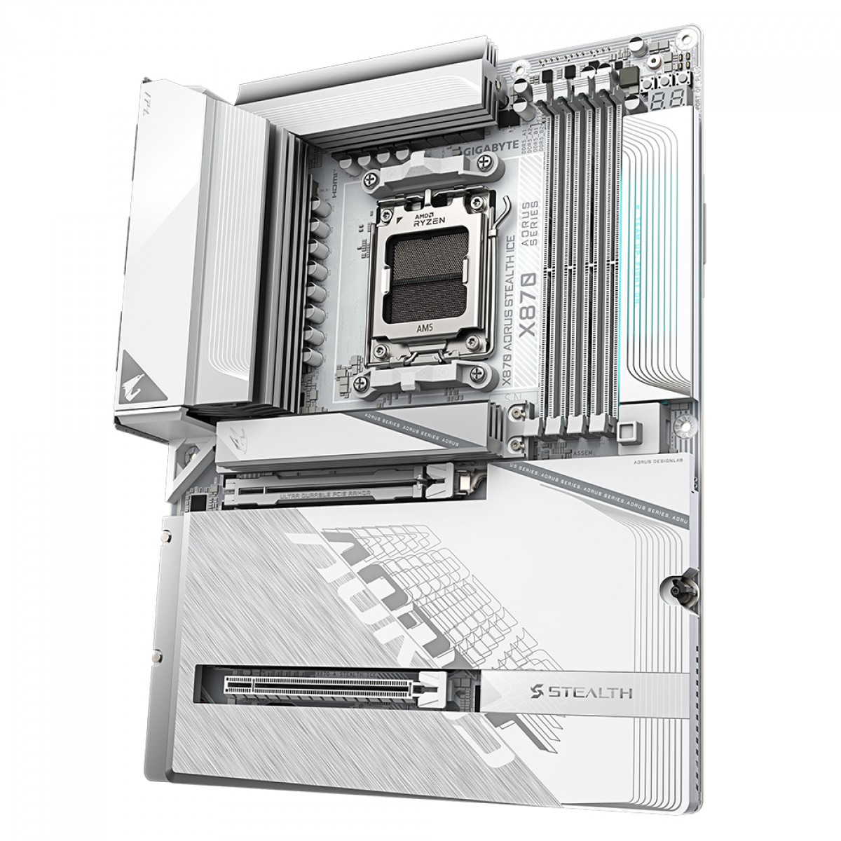 Placa Mãe Gigabyte X870 AORUS STEALTH ICE, Chipset X870, AMD AM5, ATX, DDR5