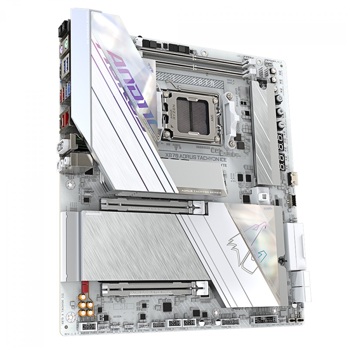 Placa Mãe Gigabyte X870 AORUS TACHYON ICE, Chipset X870, AMD AM5, E-ATX, DDR5, Branco