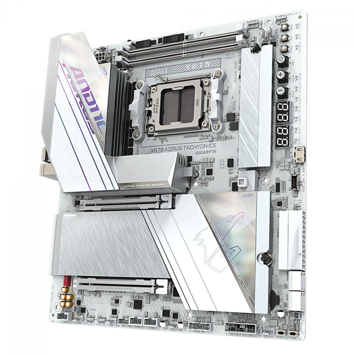 Placa Mãe Gigabyte X870 AORUS TACHYON ICE, Chipset X870, AMD AM5, E-ATX, DDR5, Branco