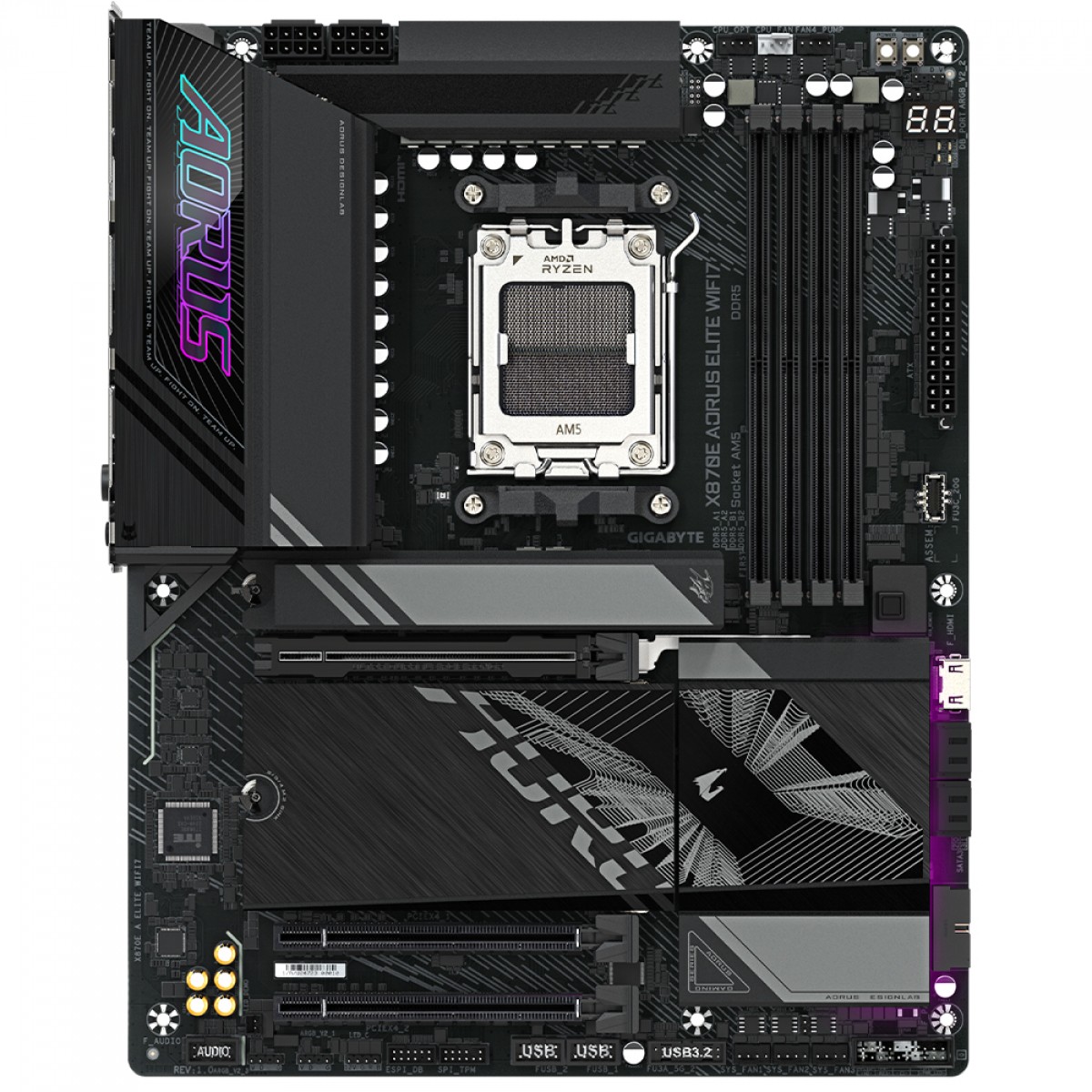 Placa Mãe Gigabyte X870E AORUS Elite WiFi7, Chipset X870E, AMD AM5, ATX, DDR5