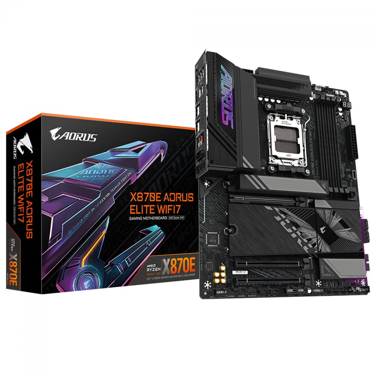 Placa Mãe Gigabyte X870E AORUS Elite WiFi7, Chipset X870E, AMD AM5, ATX, DDR5