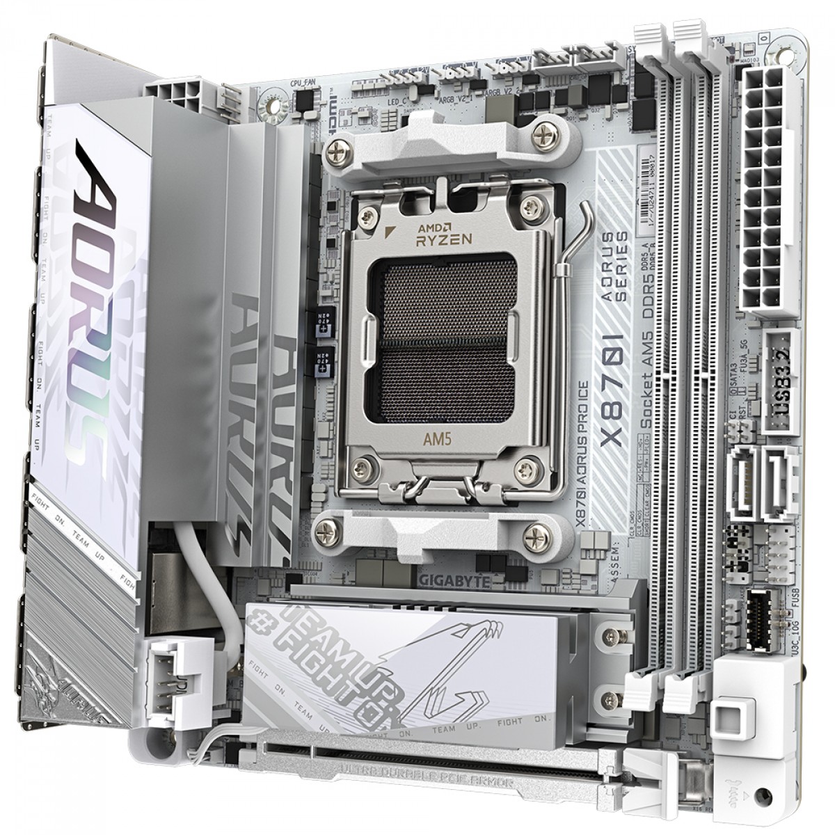 Placa Mãe Gigabyte X870I AORUS PRO ICE, Chipset X870, WIFI 7, AMD AM5, Mini-ITX, DDR5