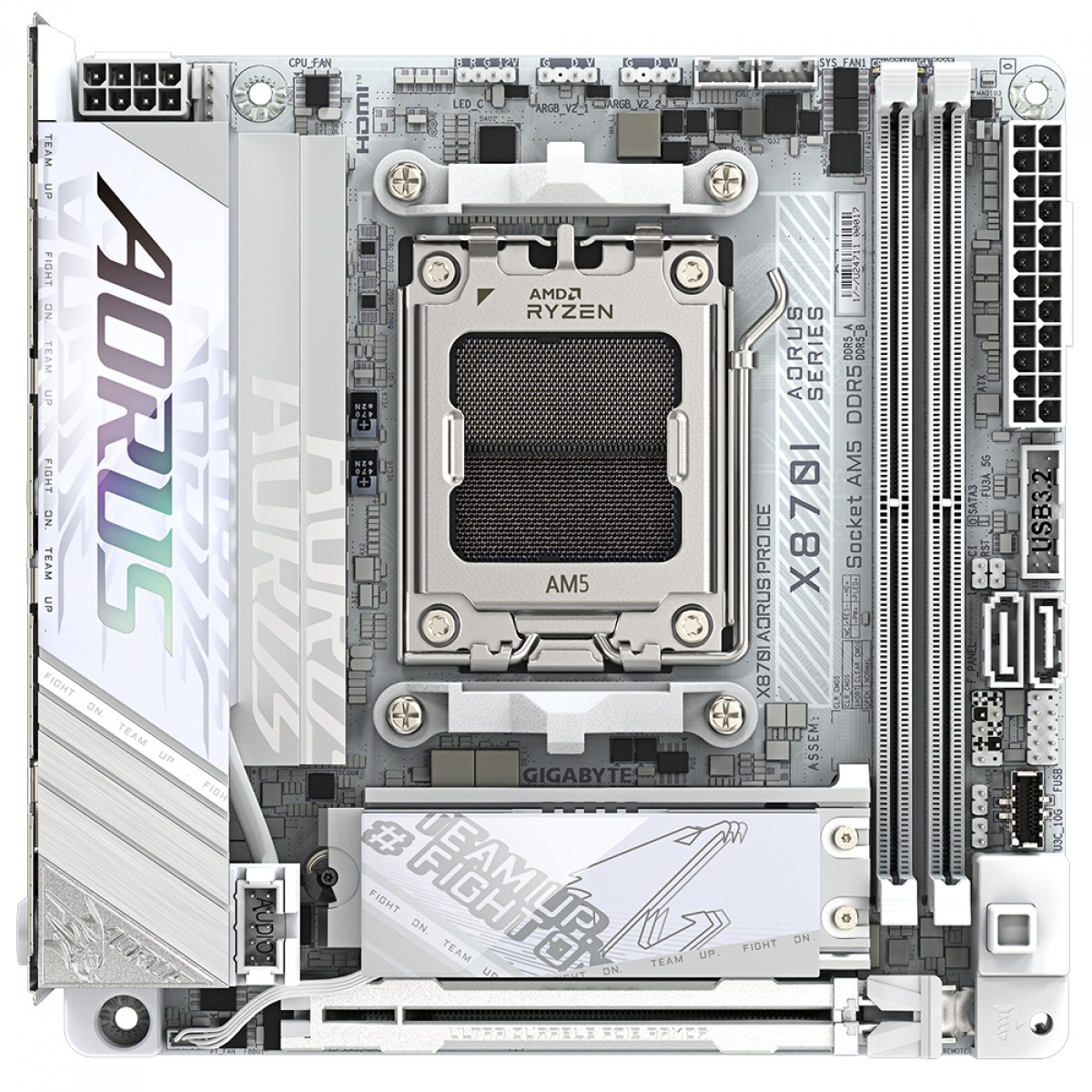 Placa Mãe Gigabyte X870I AORUS PRO ICE, Chipset X870, WIFI 7, AMD AM5, Mini-ITX, DDR5