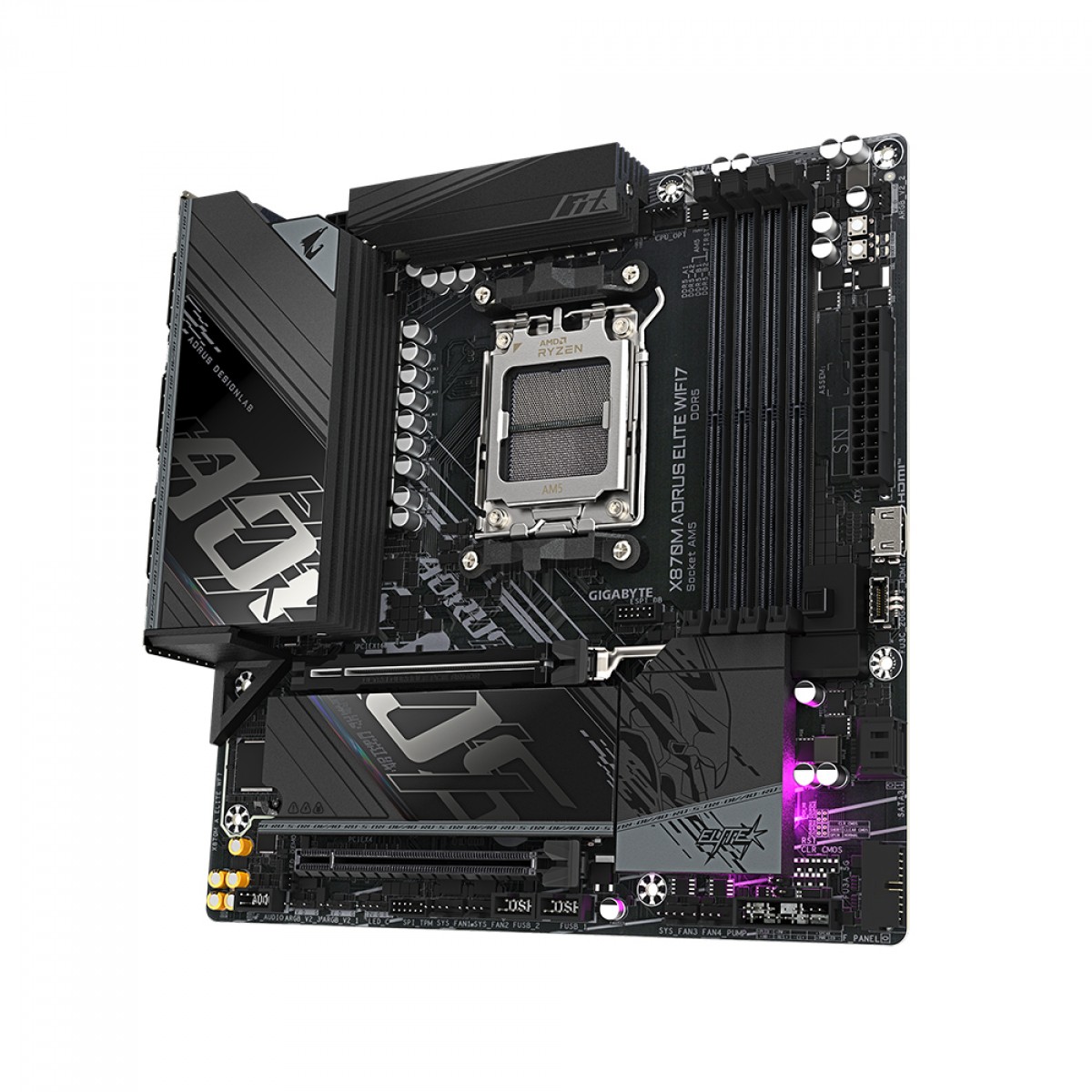 Placa Mãe Gigabyte X870M AORUS ELITE WIFI7, Chipset X870, AMD AM5, M-ATX, DDR5