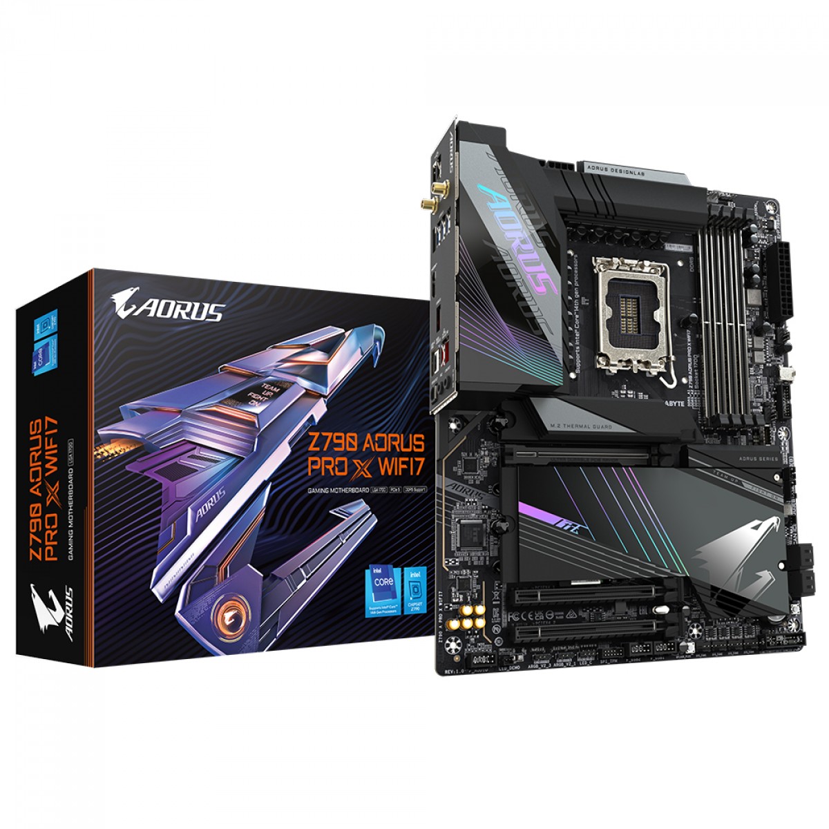 Placa Mãe Gigabyte Z790 AORUS PRO X WIFI7, Chipset Z790, WIFI, Intel LGA 1700, ATX, DDR5, Z790 A PRO X WIFI7