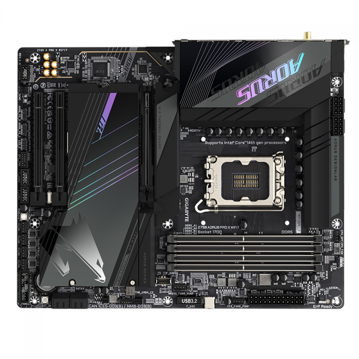 Placa Mãe Gigabyte Z790 AORUS PRO X WIFI7, Chipset Z790, WIFI, Intel LGA 1700, ATX, DDR5, Z790 A PRO X WIFI7
