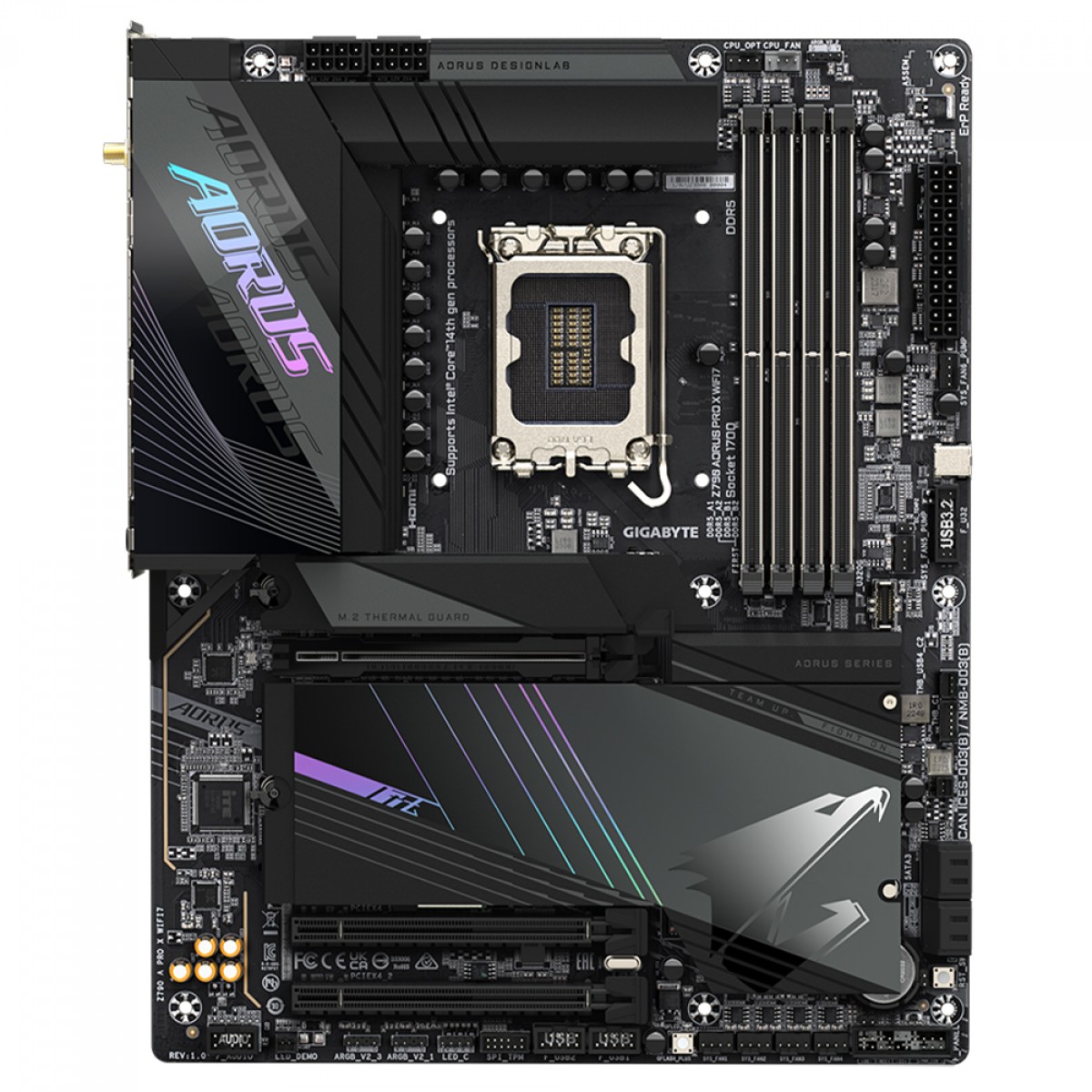 Placa Mãe Gigabyte Z790 AORUS PRO X WIFI7, Chipset Z790, WIFI, Intel LGA 1700, ATX, DDR5, Z790 A PRO X WIFI7