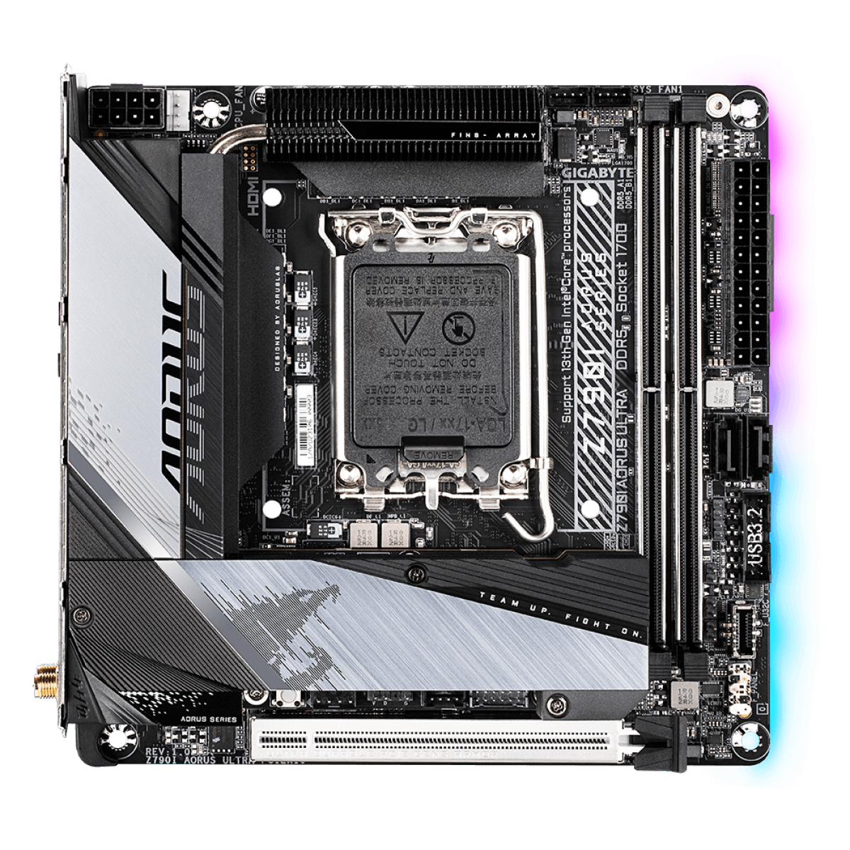 Placa Mãe Gigabyte Z790I AORUS ULTRA, Chipset Z790, WIFI, Intel LGA 1700, Mini-ITX, DDR5