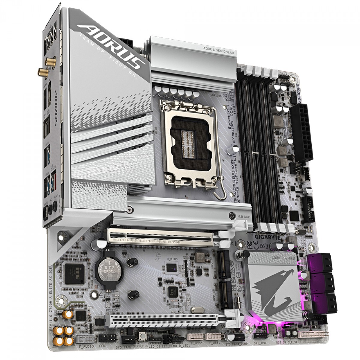 Placa Mãe Gigabyte Z790M AORUS ELITE AX ICE, Chipset Z790, Intel LGA 1700, MATX, DDR5