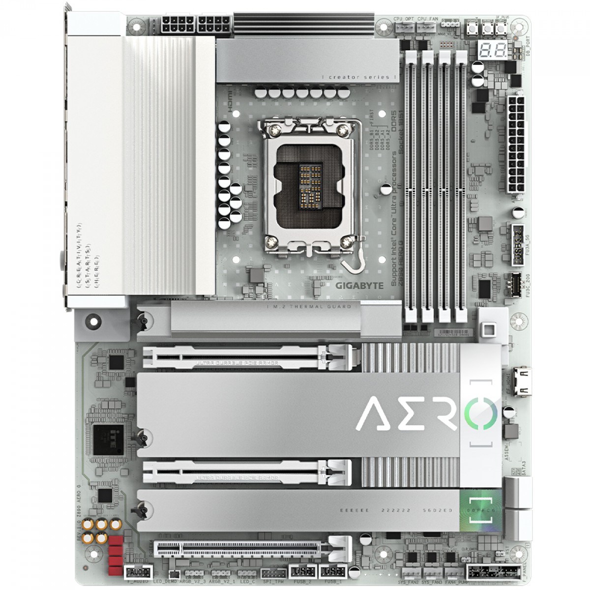 Placa Mãe Gigabyte Z890 AERO G, Chipset Z890, Intel LGA 1851, ATX, DDR5, Branco