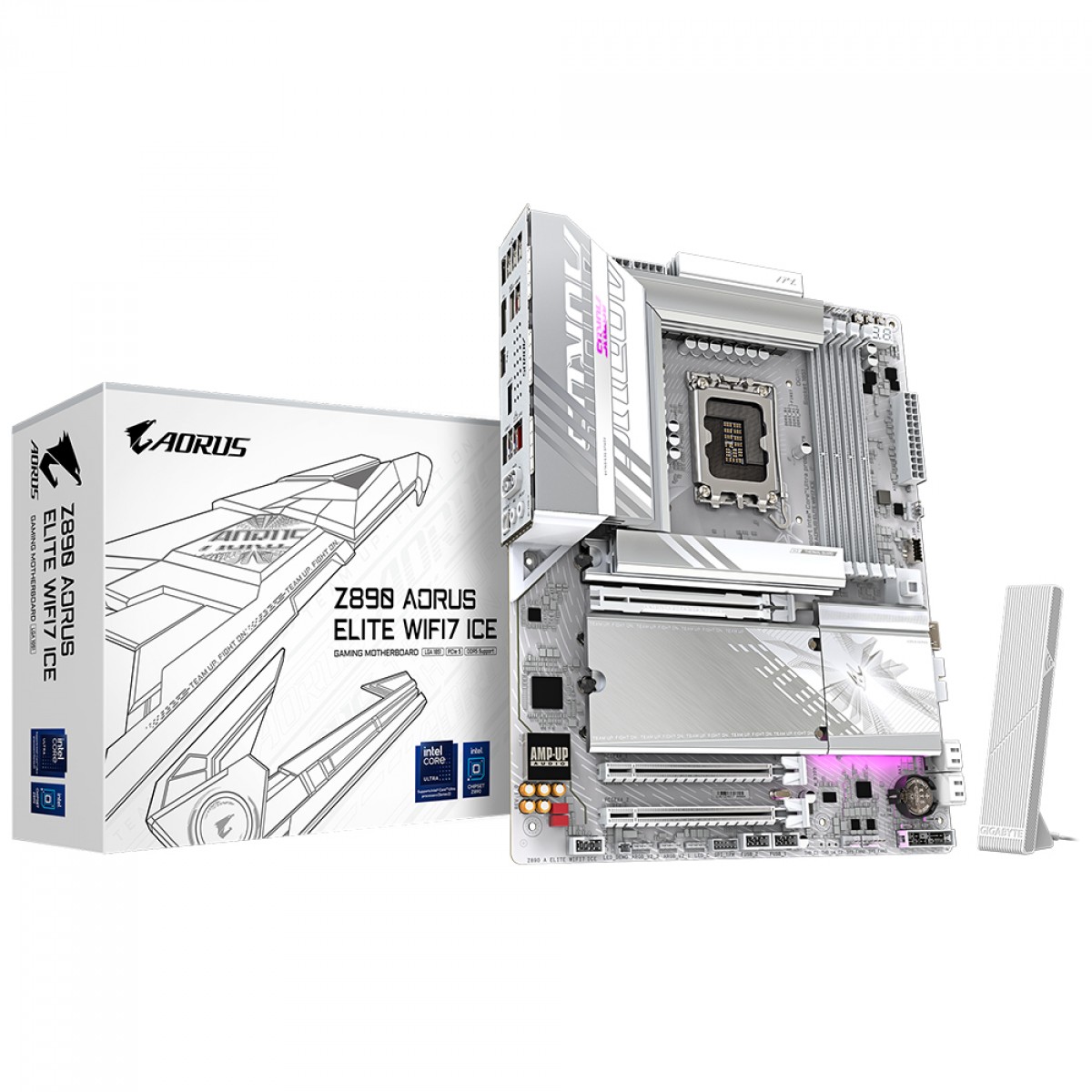 Placa Mãe Gigabyte Z890 Aorus Elite WiFi7 ICE, Chipset Z890, Intel LGA 1851, ATX, DDR5, Branco