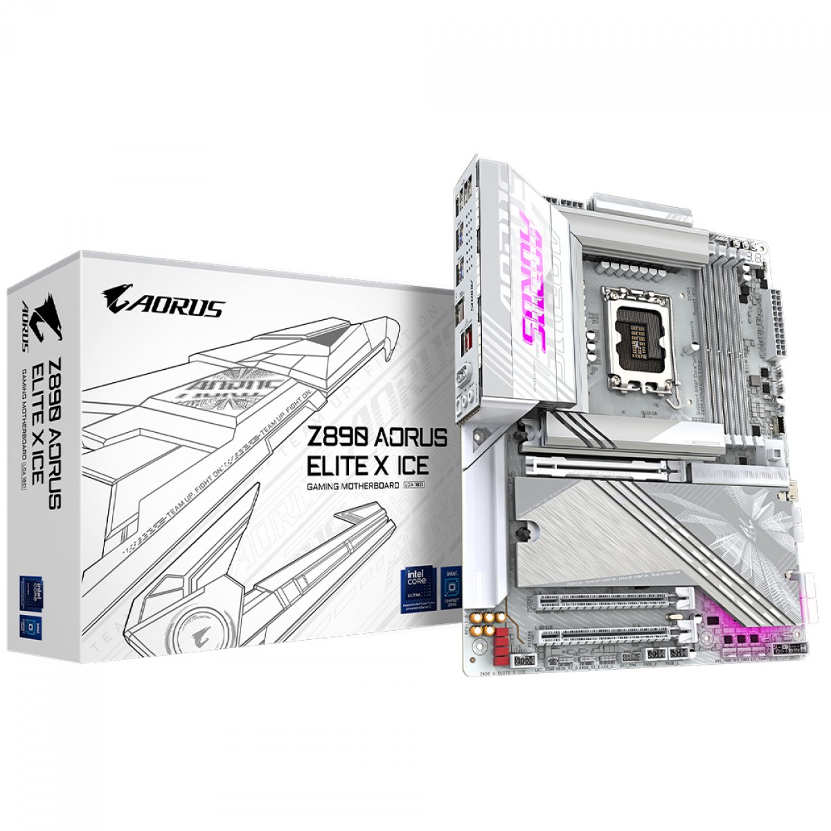 Placa Mãe Gigabyte Z890 AORUS ELITE X ICE, Chipset Z890, Intel LGA 1851, ATX, DDR5, Branco