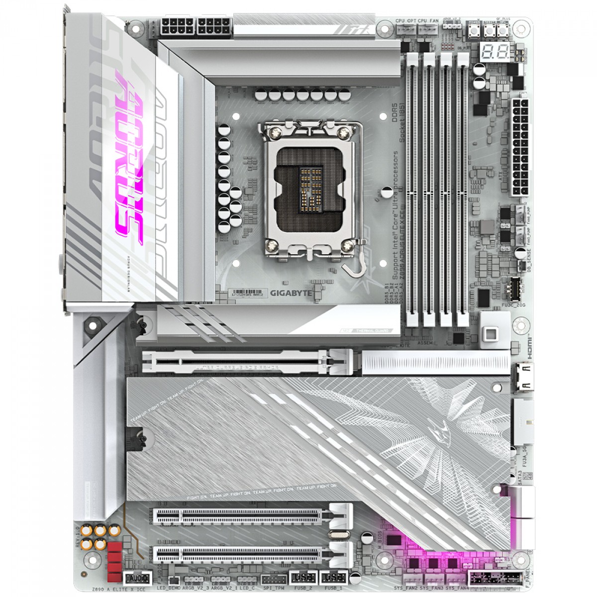 Placa Mãe Gigabyte Z890 AORUS ELITE X ICE, Chipset Z890, Intel LGA 1851, ATX, DDR5, Branco