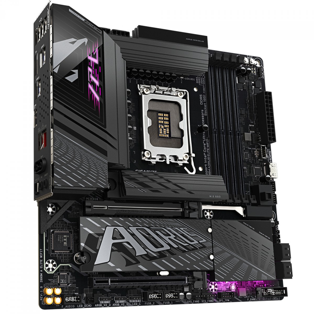 Placa Mãe Gigabyte Z890M Aorus Elite WIFI7, Chipset Z890, Intel LGA 1851, MATX, DDR5