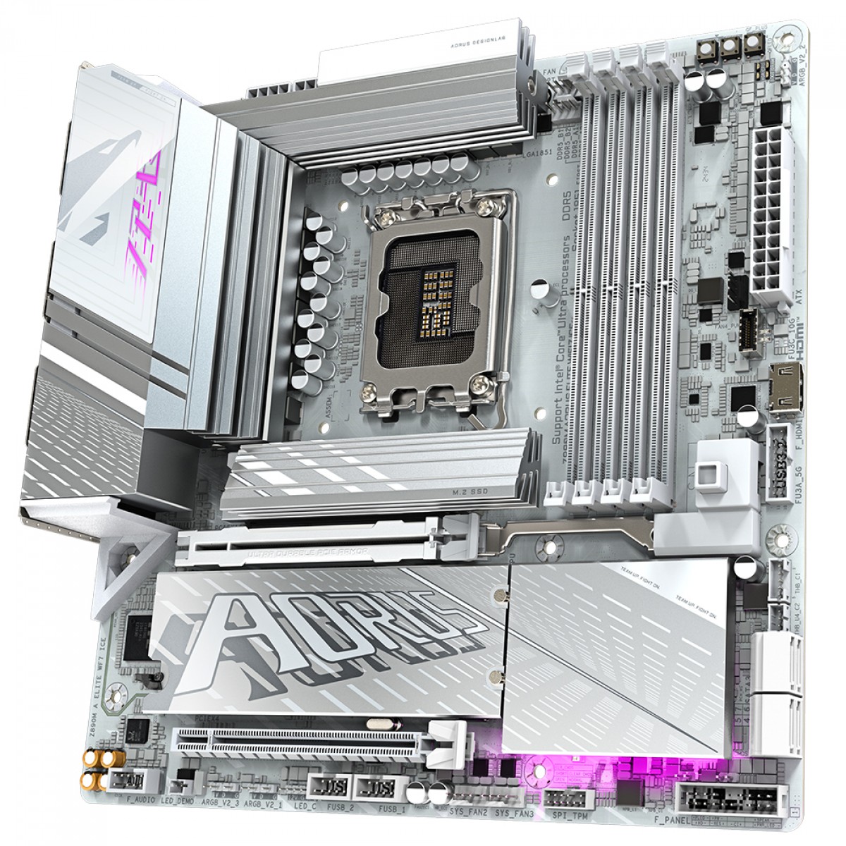 Placa Mãe Gigabyte Z890M Aorus Elite WIFI7 ICE, Chipset Z890, Intel LGA 1851, MATX, DDR5, Branco