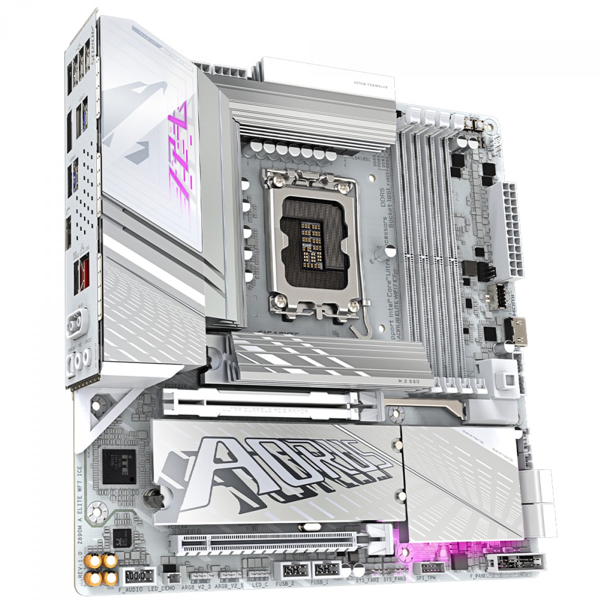 Placa Mãe Gigabyte Z890M Aorus Elite WIFI7 ICE, Chipset Z890, Intel LGA 1851, MATX, DDR5, Branco
