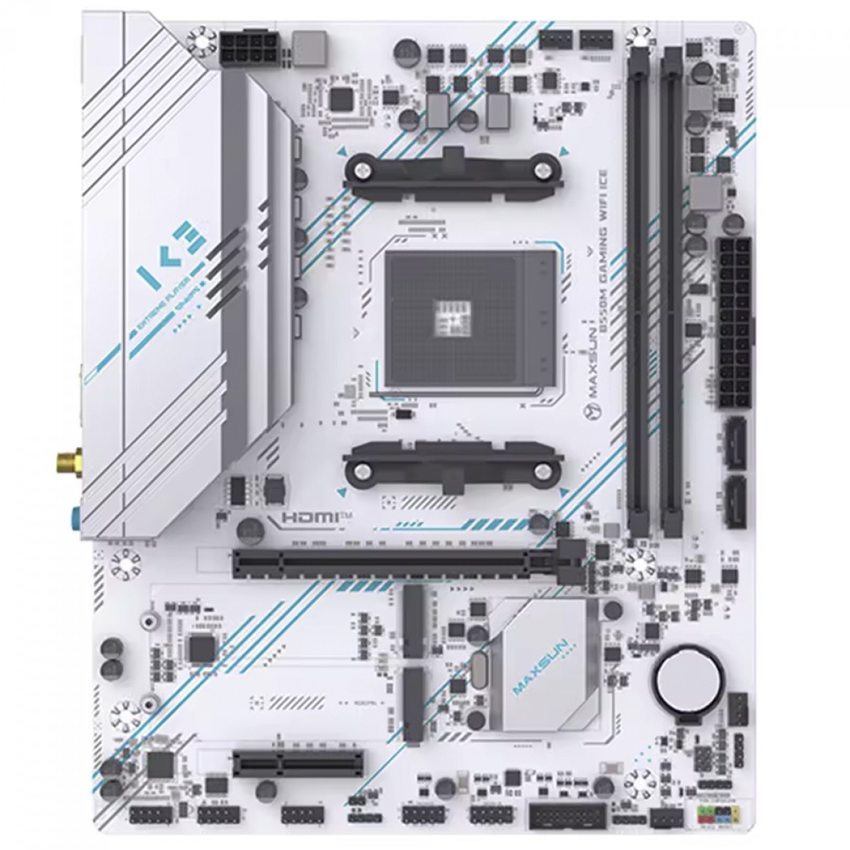 Placa Mãe MAXSUN B550M Gaming WiFi ICE, Chipset B550, AMD AM4, mATX, DDR4
