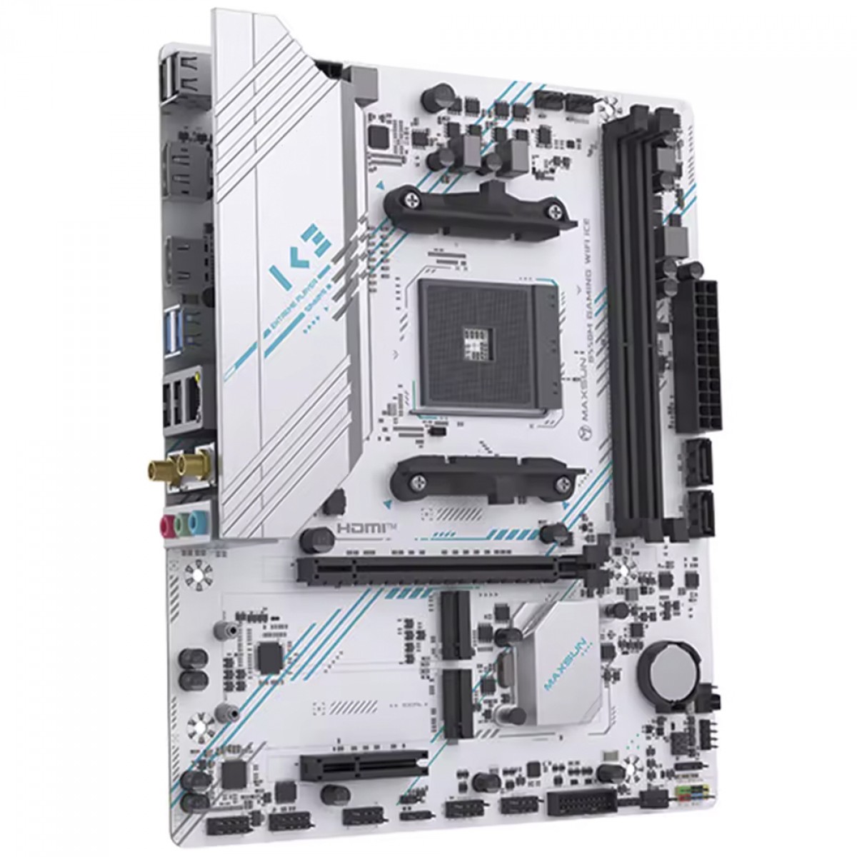 Placa Mãe MAXSUN B550M Gaming WiFi ICE, Chipset B550, AMD AM4, mATX, DDR4