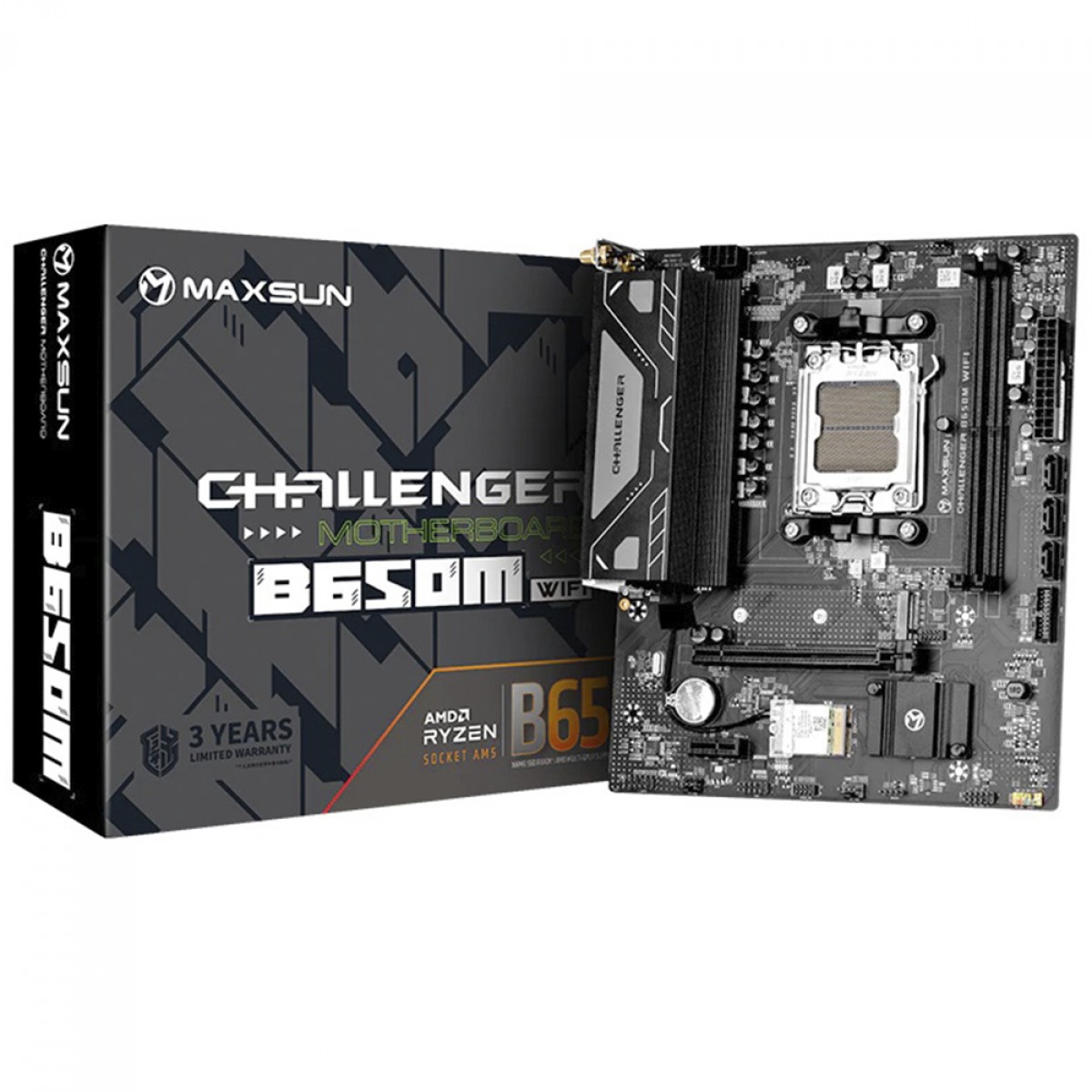 Placa Mãe Maxsun Challenger B650M WI-FI, Chipset B650, AMD AM5, MATX, DDR5, MS-Challenger B650M WIFI - OPEN BOX