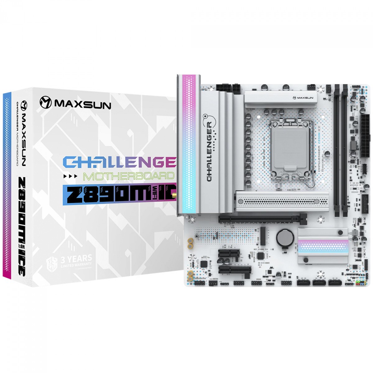 Placa Mãe Maxsun Challenger Z890M WiFi ICE, Chipset Z890, Intel LGA 1851, mATX, DDR5