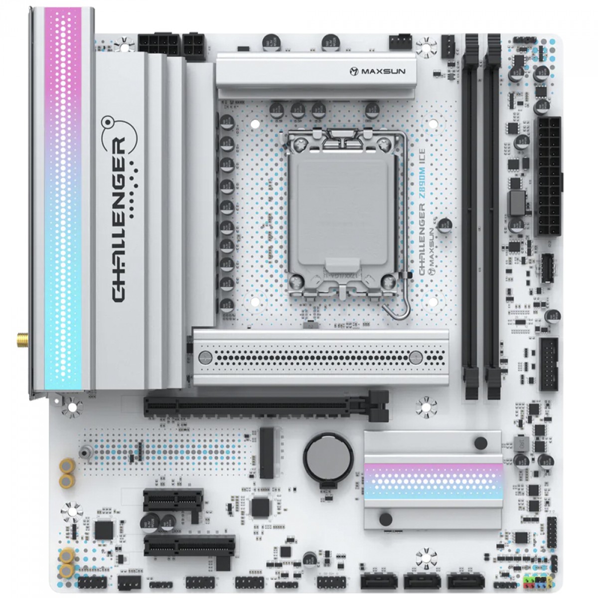 Placa Mãe Maxsun Challenger Z890M WiFi ICE, Chipset Z890, Intel LGA 1851, mATX, DDR5