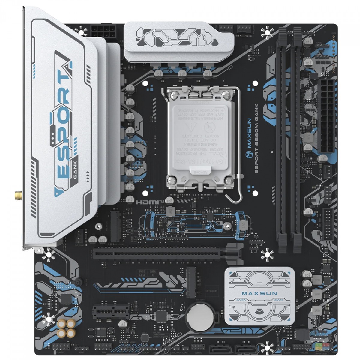 Placa Mãe Maxsun eSport B860M GANK WiFi, Chipset B860, Intel LGA 1851, mATX, DDR5