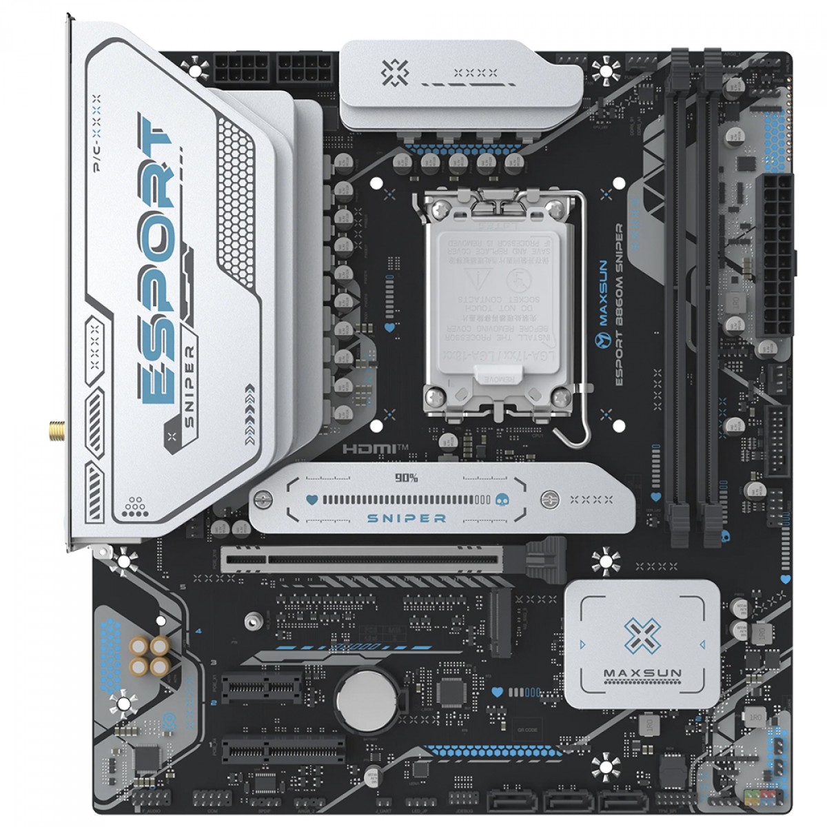 Placa Mãe Maxsun eSport B860M SNIPER WiFi, Chipset B860, Intel LGA 1851, mATX, DDR5