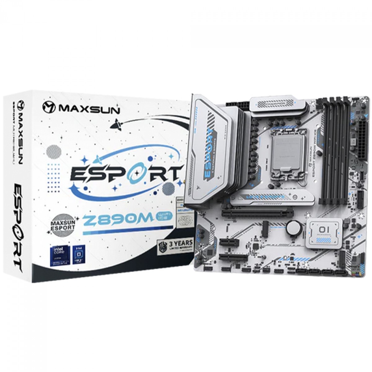Placa Mãe Maxsun eSport Z890M WiFi ICE, Chipset Z890, Intel LGA 1851, mATX, DDR5