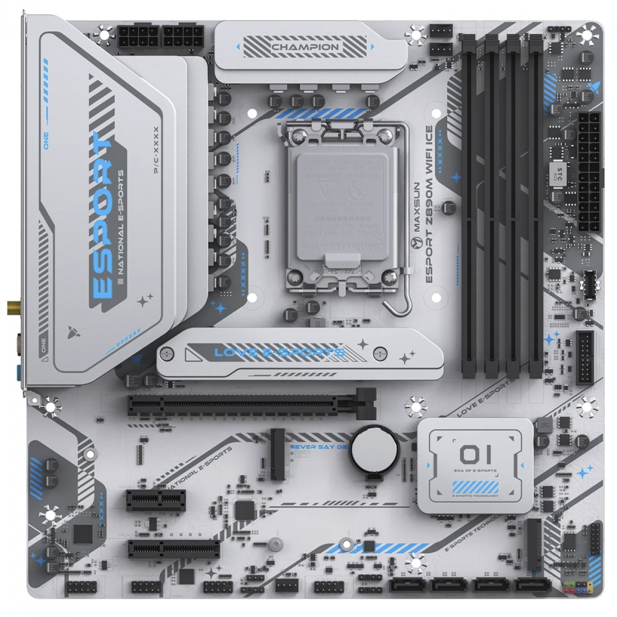 Placa Mãe Maxsun eSport Z890M WiFi ICE, Chipset Z890, Intel LGA 1851, mATX, DDR5