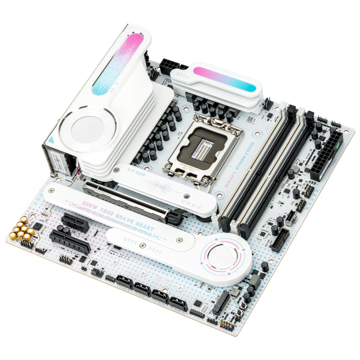 Placa Mãe Maxsun iCraft B760M Cross, Chipset B760, Intel LGA 1700, mATX, DDR5, WiFi, Branco
