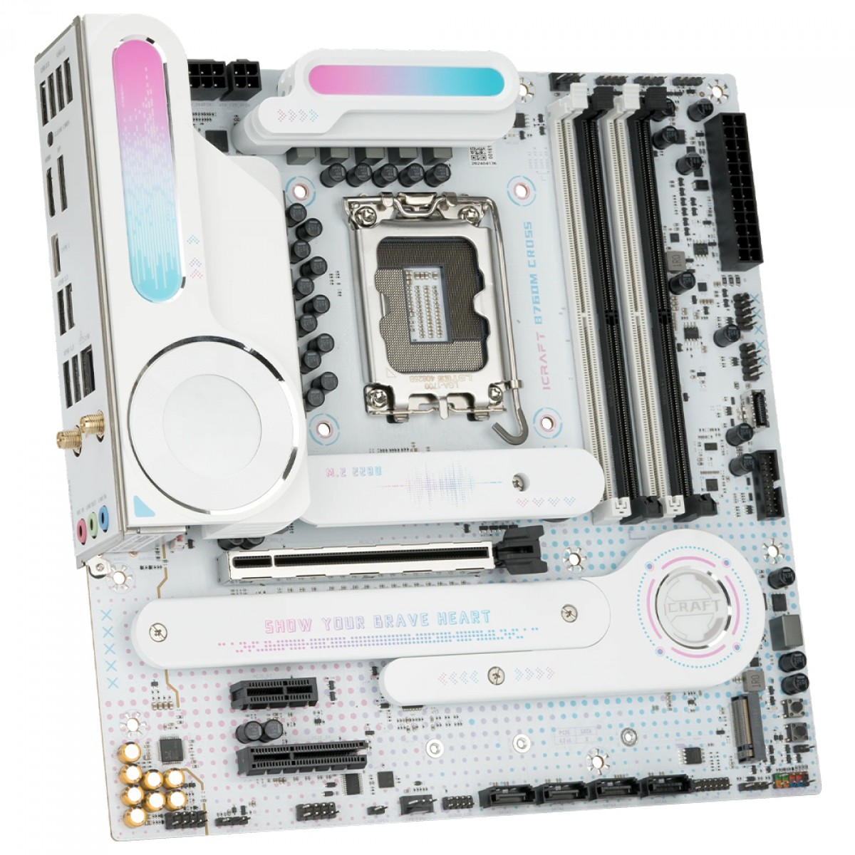 Placa Mãe Maxsun iCraft B760M Cross, Chipset B760, Intel LGA 1700, mATX, DDR5, WiFi, Branco
