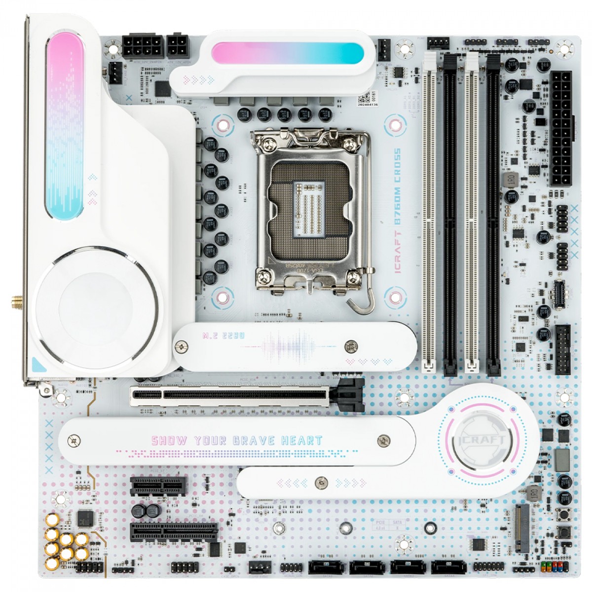 Placa Mãe Maxsun iCraft B760M Cross, Chipset B760, Intel LGA 1700, mATX, DDR5, WiFi, Branco