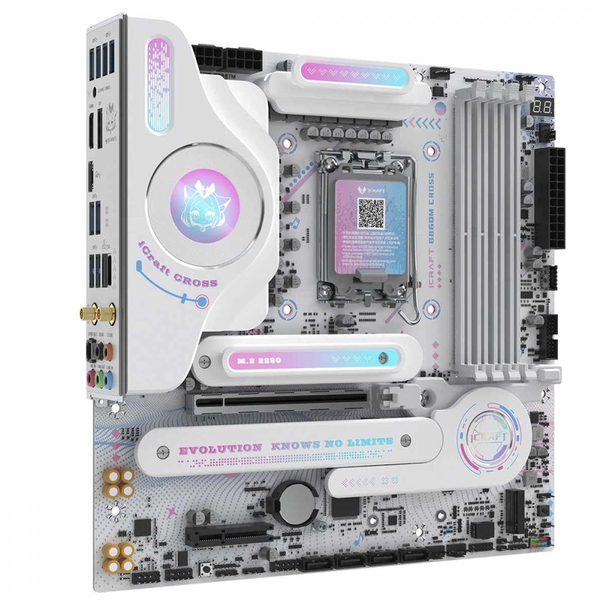 Placa Mãe Maxsun iCraft B860M Cross, Chipset B860, Intel LGA 1851, mATX, DDR5, Branco