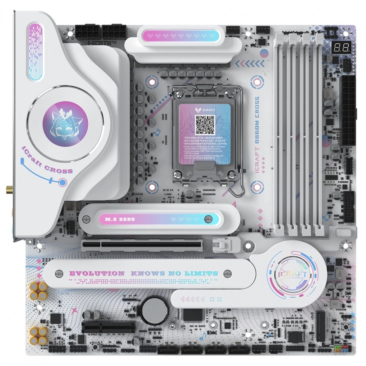 Placa Mãe Maxsun iCraft B860M Cross, Chipset B860, Intel LGA 1851, mATX, DDR5, Branco