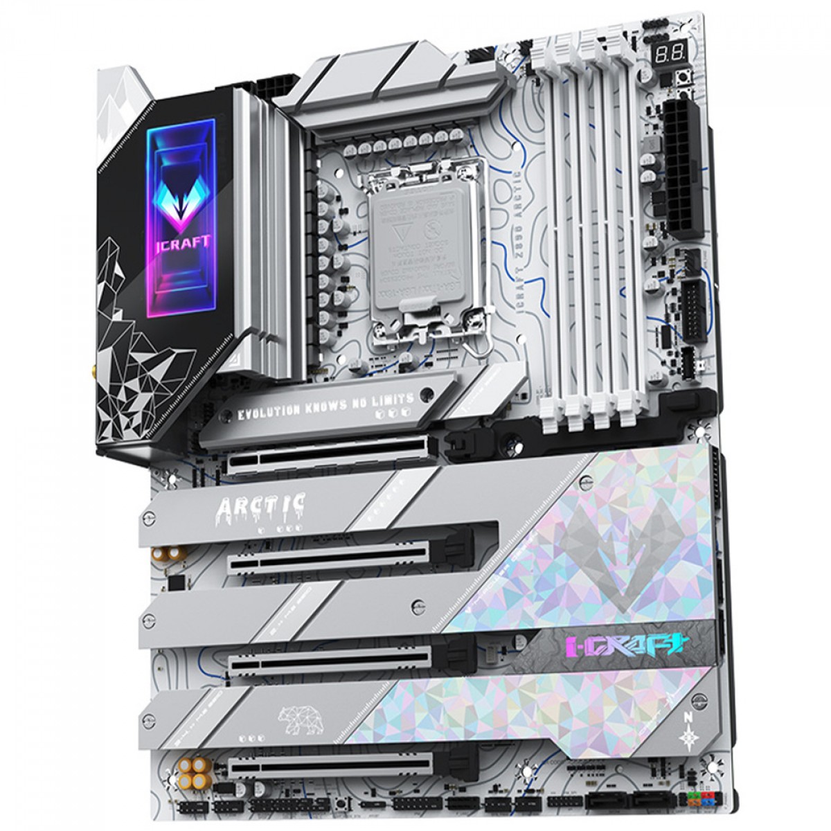 Placa Mãe Maxsun iCraft Z890 Arctic, Chipset Z890, Intel LGA 1851, ATX, DDR5, Branco