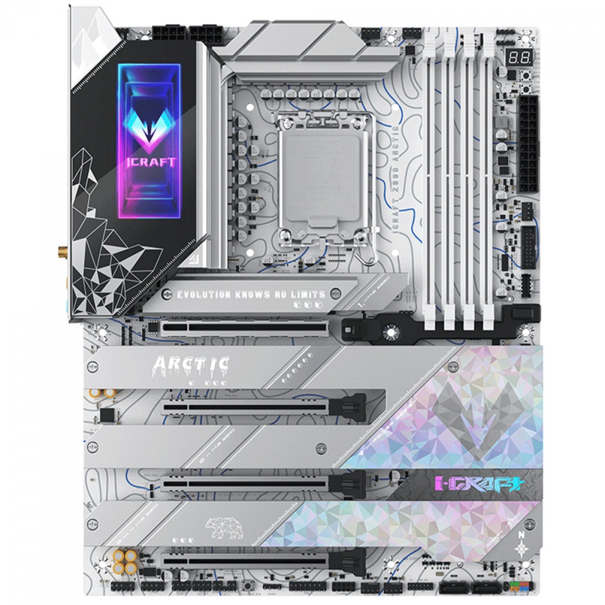 Placa Mãe Maxsun iCraft Z890 Arctic, Chipset Z890, Intel LGA 1851, ATX, DDR5, Branco
